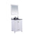 LAVIVA Wilson 313ANG-24W-BW 24" Single Bathroom Vanity in White with Black Wood Marble, White Rectangle Sink, Angled View