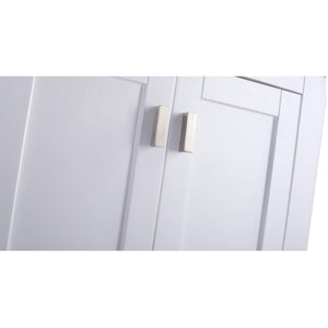 LAVIVA Wilson 313ANG-24W-BW 24" Single Bathroom Vanity in White with Black Wood Marble, White Rectangle Sink, Doors Handles Closeup