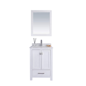 LAVIVA Wilson 313ANG-24W-WC 24" Single Bathroom Vanity in White with White Carrara Marble, White Rectangle Sink, Front View