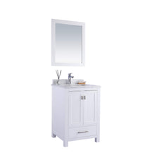 Load image into Gallery viewer, LAVIVA Wilson 313ANG-24W-WC 24&quot; Single Bathroom Vanity in White with White Carrara Marble, White Rectangle Sink, Angled View