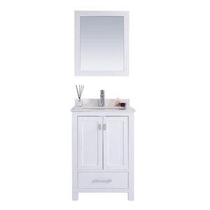 LAVIVA Wilson 313ANG-24W-WQ 24" Single Bathroom Vanity in White with White Quartz, White Rectangle Sink, Front View