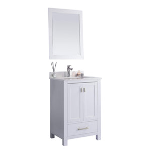 LAVIVA Wilson 313ANG-24W-WQ 24" Single Bathroom Vanity in White with White Quartz, White Rectangle Sink, Angled VIew