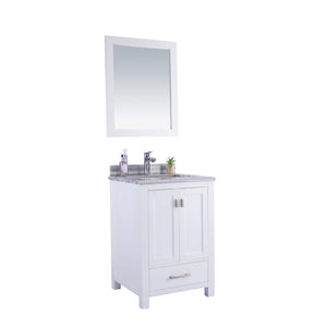 LAVIVA Wilson 313ANG-24W-WS 24" Single Bathroom Vanity in White with White Stripes Marble, White Rectangle Sink, Angled VIew