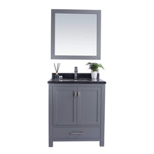 Load image into Gallery viewer, LAVIVA Wilson 313ANG-30G-BW 30&quot; Single Bathroom Vanity in Grey with Black Wood Marble, White Rectangle Sink, Front View