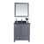 LAVIVA Wilson 313ANG-30G-BW 30" Single Bathroom Vanity in Grey with Black Wood Marble, White Rectangle Sink, Front View