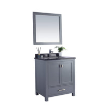 Load image into Gallery viewer, LAVIVA Wilson 313ANG-30G-BW 30&quot; Single Bathroom Vanity in Grey with Black Wood Marble, White Rectangle Sink, Angled View