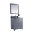 LAVIVA Wilson 313ANG-30G-BW 30" Single Bathroom Vanity in Grey with Black Wood Marble, White Rectangle Sink, Angled View