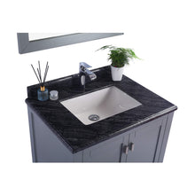 Load image into Gallery viewer, LAVIVA Wilson 313ANG-30G-BW 30&quot; Single Bathroom Vanity in Grey with Black Wood Marble, White Rectangle Sink, Countertop Closeup