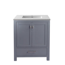 Load image into Gallery viewer, LAVIVA Wilson 313ANG-30G-MW 30&quot; Single Bathroom Vanity in Grey with Matte White VIVA Stone Surface, Integrated Sink, Front View
