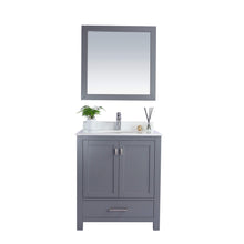 Load image into Gallery viewer, LAVIVA Wilson 313ANG-30G-PW 30&quot; Single Bathroom Vanity in Grey with Pure White Phoenix Stone, White Oval Sink, Front View