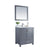LAVIVA Wilson 313ANG-30G-PW 30" Single Bathroom Vanity in Grey with Pure White Phoenix Stone, White Oval Sink, Angled View