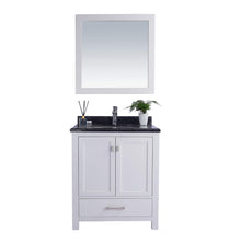 Load image into Gallery viewer, LAVIVA Wilson 313ANG-30W-BW 30&quot; Single Bathroom Vanity in White with Black Wood Marble, White Rectangle Sink, Front View