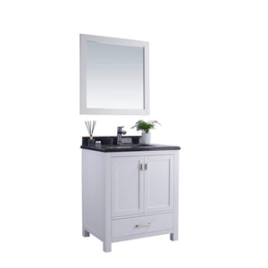 LAVIVA Wilson 313ANG-30W-MB 30" Single Bathroom Vanity in White with Matte Black VIVA Stone Surface, Integrated Sink, Angled View