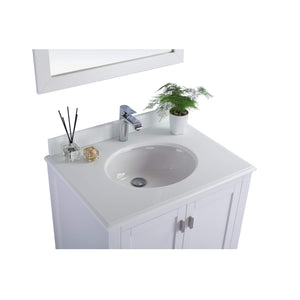LAVIVA Wilson 313ANG-30W-PW 30" Single Bathroom Vanity in White with Pure White Phoenix Stone, White Oval Sink, Countertop Closeup