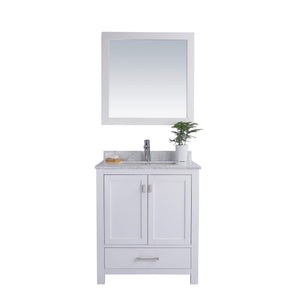 LAVIVA Wilson 313ANG-30W-WC 30" Single Bathroom Vanity in White with White Carrara Marble, White Rectangle Sink, Front View
