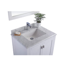 Load image into Gallery viewer, LAVIVA Wilson 313ANG-30W-WC 30&quot; Single Bathroom Vanity in White with White Carrara Marble, White Rectangle Sink, Countertop Closeup