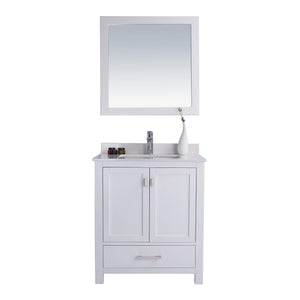 LAVIVA Wilson 313ANG-30W-WQ 30" Single Bathroom Vanity in White with White Quartz, White Rectangle Sink, Front View