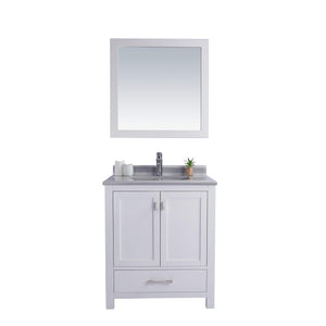 LAVIVA Wilson 313ANG-30W-WS 30" Single Bathroom Vanity in White with White Stripes Marble, White Rectangle Sink, Front VIew