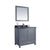 LAVIVA Wilson 313ANG-36G-BW 36" Single Bathroom Vanity in Grey with Black Wood Marble, White Rectangle Sink, Angled View