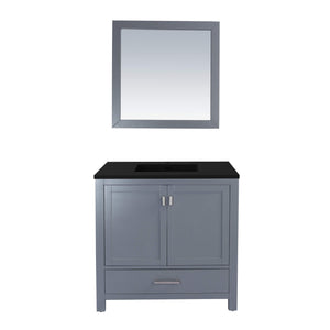 LAVIVA Wilson 313ANG-36G-MB 36" Single Bathroom Vanity in Grey with Matte Black VIVA Stone Surface, Integrated Sink, Front View
