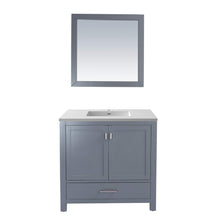 Load image into Gallery viewer, LAVIVA Wilson 313ANG-36G-MW 36&quot; Single Bathroom Vanity in Grey with Matte White VIVA Stone Surface, Integrated Sink, Front View