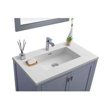 Load image into Gallery viewer, LAVIVA Wilson 313ANG-36G-MW 36&quot; Single Bathroom Vanity in Grey with Matte White VIVA Stone Surface, Integrated Sink, Countertop Closeup