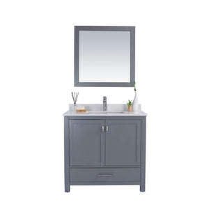 LAVIVA Wilson 313ANG-36G-WQ 36" Single Bathroom Vanity in Grey with White Quartz, White Rectangle Sink, Front View