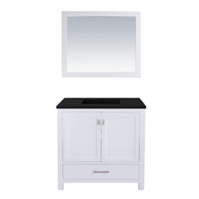 Load image into Gallery viewer, LAVIVA Wilson 313ANG-36W-MB 36&quot; Single Bathroom Vanity in White with Matte Black VIVA Stone Surface, Integrated Sink, Front View