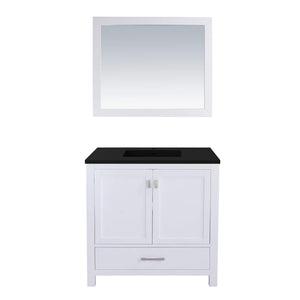 LAVIVA Wilson 313ANG-36W-MB 36" Single Bathroom Vanity in White with Matte Black VIVA Stone Surface, Integrated Sink, Front View