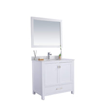 Load image into Gallery viewer, LAVIVA Wilson 313ANG-36W-WQ 36&quot; Single Bathroom Vanity in White with White Quartz, White Rectangle Sink, Angled View