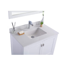 Load image into Gallery viewer, LAVIVA Wilson 313ANG-36W-WQ 36&quot; Single Bathroom Vanity in White with White Quartz, White Rectangle Sink, Countertop Closeup