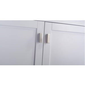LAVIVA Wilson 313ANG-36W-WQ 36" Single Bathroom Vanity in White with White Quartz, White Rectangle Sink, Doors Handles Closeup