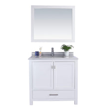 Load image into Gallery viewer, LAVIVA Wilson 313ANG-36W-WS 36&quot; Single Bathroom Vanity in White with White Stripes Marble, White Rectangle Sink, Front View