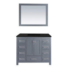 Load image into Gallery viewer, LAVIVA Wilson 313ANG-42G-MB 42&quot; Single Bathroom Vanity in Grey with Matte Black VIVA Stone Surface, Integrated Sink, Front View