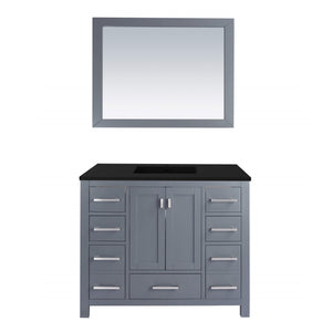 LAVIVA Wilson 313ANG-42G-MB 42" Single Bathroom Vanity in Grey with Matte Black VIVA Stone Surface, Integrated Sink, Front View
