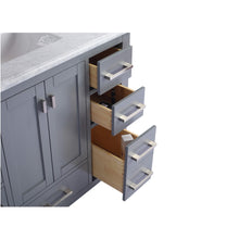 Load image into Gallery viewer, LAVIVA Wilson 313ANG-42G-WC 42&quot; Single Bathroom Vanity in Grey with White Carrara Marble, White Rectangle Sink, Open Side Drawers
