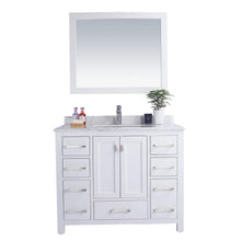 Load image into Gallery viewer, LAVIVA Wilson 313ANG-42W-WC 42&quot; Single Bathroom Vanity in White with White Carrara Marble, White Rectangle Sink, Front View