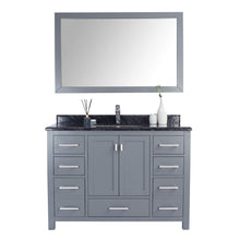 Load image into Gallery viewer, LAVIVA Wilson 313ANG-48G-BW 48&quot; Single Bathroom Vanity in Grey with Black Wood Marble, White Rectangle Sink, Front View