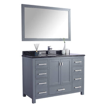 Load image into Gallery viewer, LAVIVA Wilson 313ANG-48G-BW 48&quot; Single Bathroom Vanity in Grey with Black Wood Marble, White Rectangle Sink, Angled View