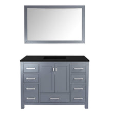 Load image into Gallery viewer, LAVIVA Wilson 313ANG-48G-MB 48&quot; Single Bathroom Vanity in Grey with Matte Black VIVA Stone Surface, Integrated Sink, Front View