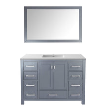 Load image into Gallery viewer, LAVIVA Wilson 313ANG-48G-MW 48&quot; Single Bathroom Vanity in Grey with Matte White VIVA Stone Surface, Integrated Sink, Front View
