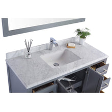 Load image into Gallery viewer, LAVIVA Wilson 313ANG-48G-WC 48&quot; Single Bathroom Vanity in Grey with White Carrara Marble, White Rectangle Sink, Countertop Closeup