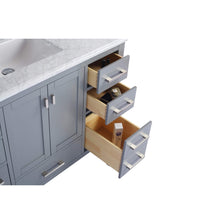 Load image into Gallery viewer, LAVIVA Wilson 313ANG-48G-WC 48&quot; Single Bathroom Vanity in Grey with White Carrara Marble, White Rectangle Sink, Open Side Drawers