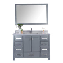 Load image into Gallery viewer, LAVIVA Wilson 313ANG-48G-WS 48&quot; Single Bathroom Vanity in Grey with White Stripes Marble, White Rectangle Sink, Front View
