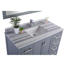 Load image into Gallery viewer, LAVIVA Wilson 313ANG-48G-WS 48&quot; Single Bathroom Vanity in Grey with White Stripes Marble, White Rectangle Sink, Countertop Closeup