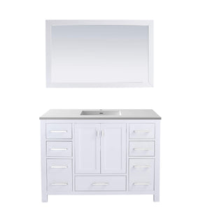 LAVIVA Wilson 313ANG-48W-MW 48" Single Bathroom Vanity in White with Matte White VIVA Stone Surface, Integrated Sink, Front View