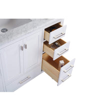 Load image into Gallery viewer, LAVIVA Wilson 313ANG-48W-WC 48&quot; Single Bathroom Vanity in White with White Carrara Marble, White Rectangle Sink, Open Side Drawers