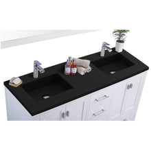 Load image into Gallery viewer, LAVIVA Wilson 313ANG-60W-MB 60&quot; Double Bathroom Vanity in White with Matte Black VIVA Stone Surface, Integrated Sinks, Countertop Closeup