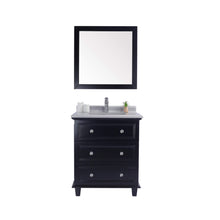 Load image into Gallery viewer, LAVIVA Luna 313DVN-30E-WS 30&quot; Single Bathroom Vanity in Espresso with White Stripes Marble, White Rectangle Sink, Front View