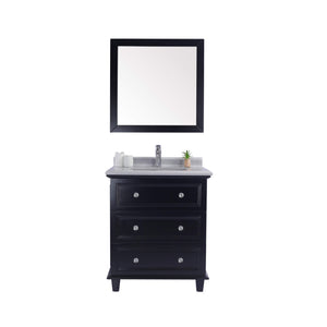 LAVIVA Luna 313DVN-30E-WS 30" Single Bathroom Vanity in Espresso with White Stripes Marble, White Rectangle Sink, Front View
